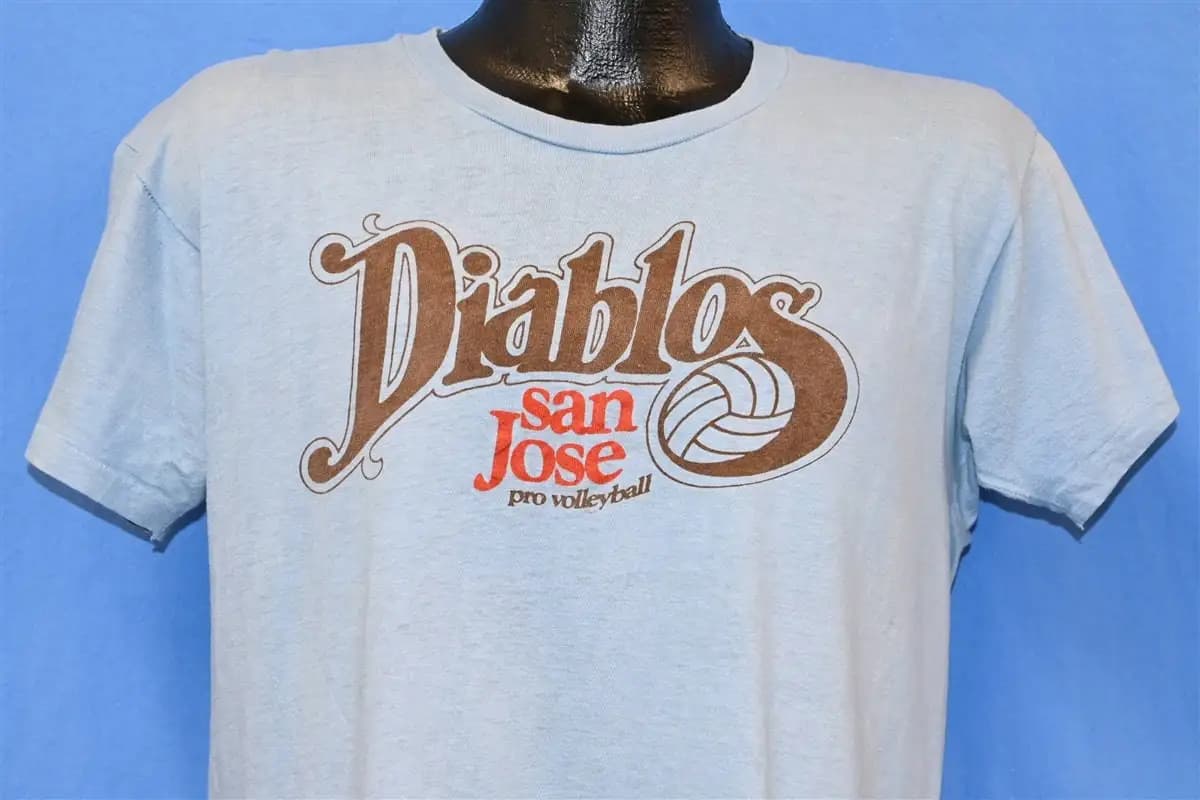 70's Diablos San Jose Pro Volleyball California International VAT Association Control Data Corp T Shirt Grande