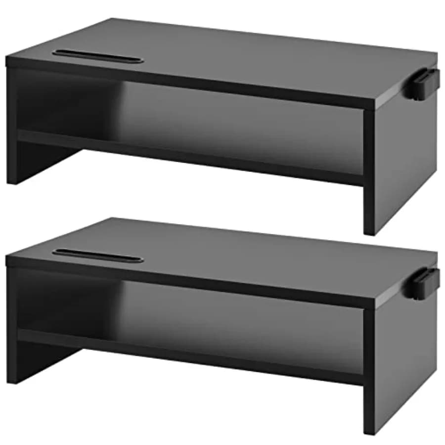 Supporto per Monitor a 2 Livelli, Confezione da 2, 16,5 Pollici, Supporto per Monitor Computer, Mensola per Stampante, Supporto per Schermo Laptop, D