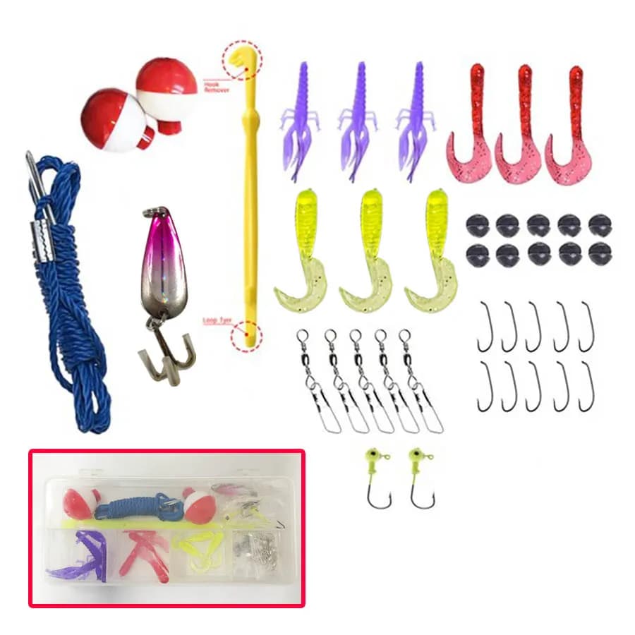 Fishing bait kit 1 box/41 pieces Fishing equipment kit with approved equipment box for trout bass Panfish Pre-equipped configurations for fresh water