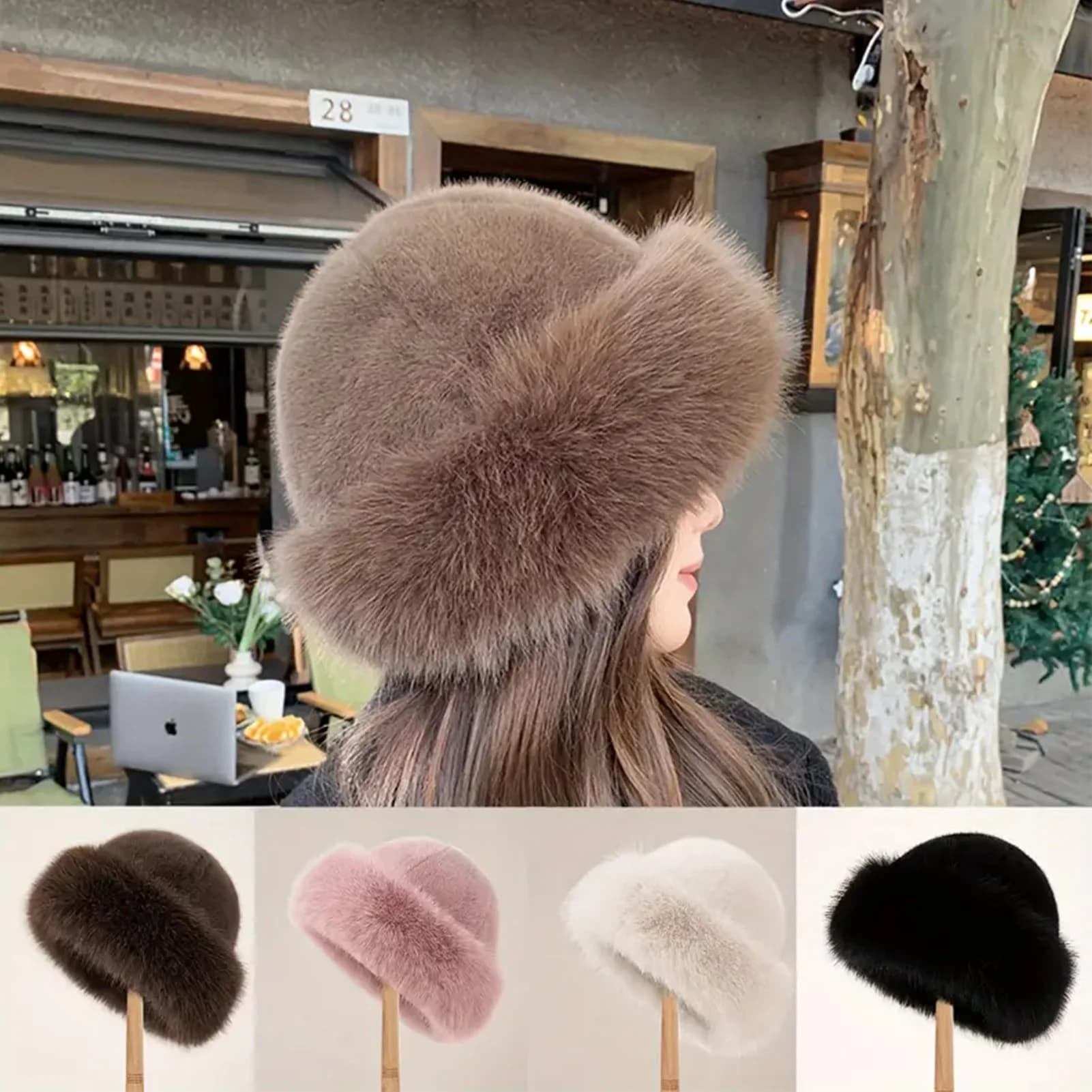 Cappello Invernale da Donna in Pelliccia, Berretto Caldo e Spesso in Peluche, Cappello Mongolo per Gite Casual, Sport e Sci