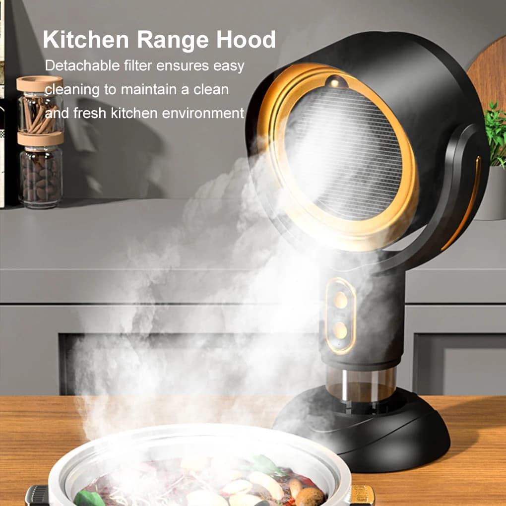 Cappa da Tavolo Portatile con Ventilatore a 2 Velocità, Purificatore d'Aria a Ioni Negativi per Cucina, BBQ, Hot Pot, Rimozione di Fumo e Odori di Olio
