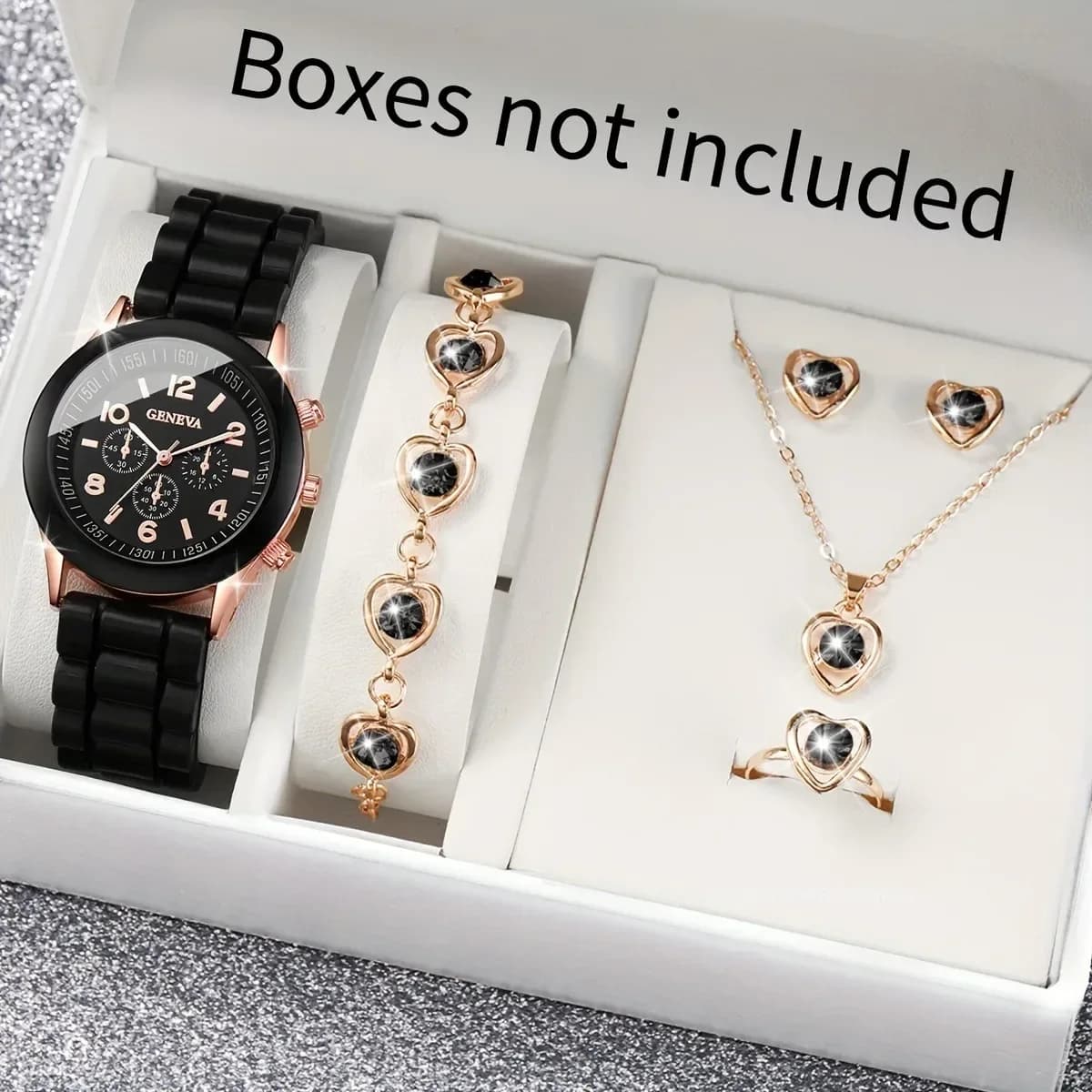 5 pezzi/set orologi da donna di lusso con strass cuore moda elegante orologio da polso al quarzo orologio da donna per regalo ragazza (senza scatola)