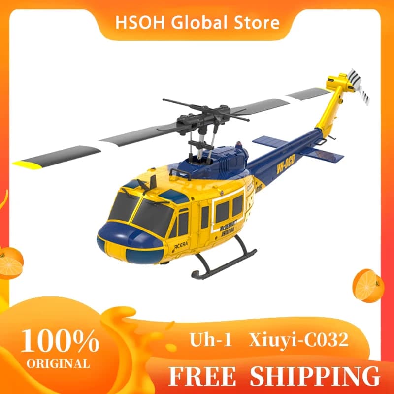 RC ERA UH-1 Huey 2.4G Elicottero telecomandato 6-CH Giroscopio a 6 assi Modello di aereo RC intelligente acrobatico invertito con una chiave