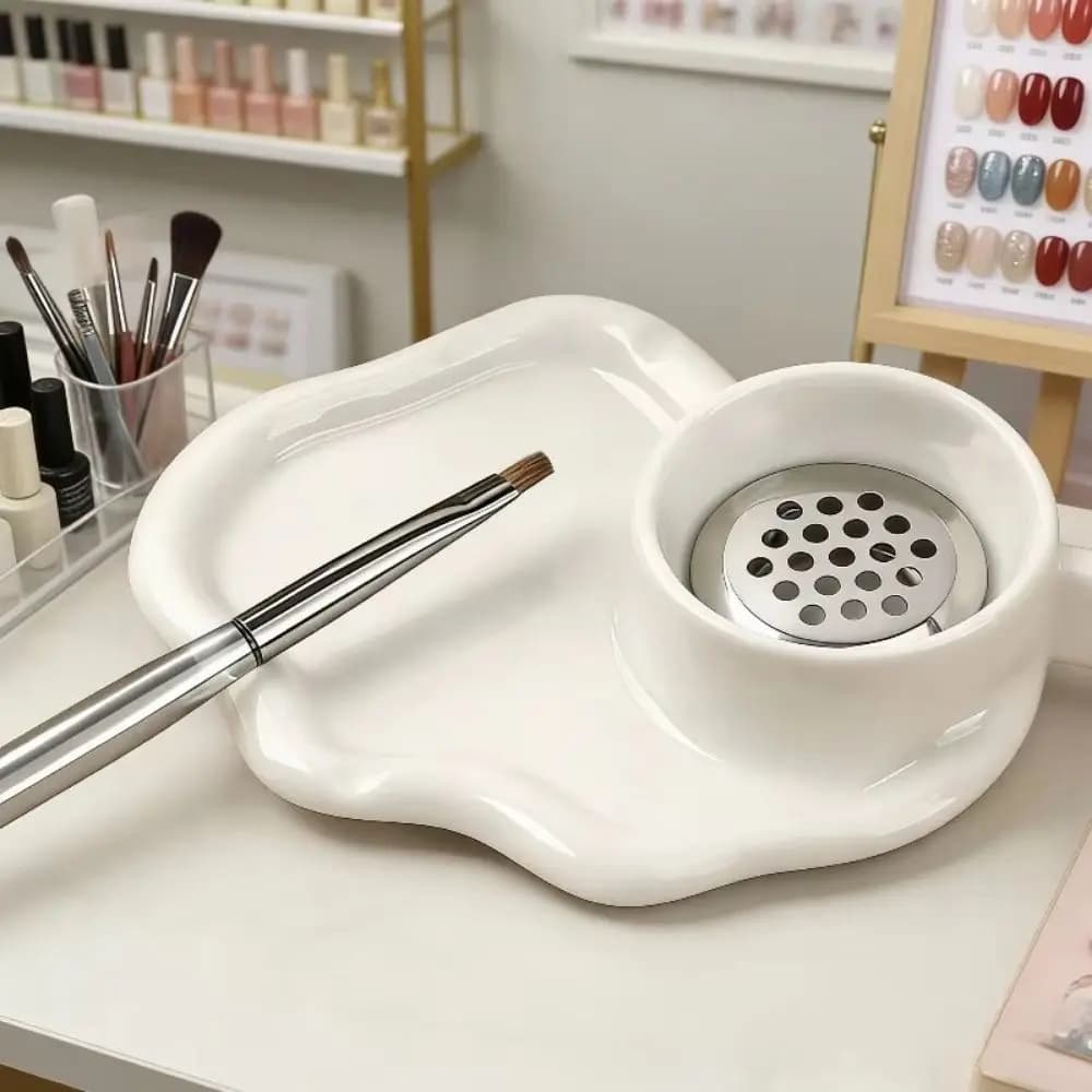 Ceramic Palette Pen Washing Cup Breathable Lightweight Paint Brush Washer Portable with Filter Brush Cleaning Tool Storage Box