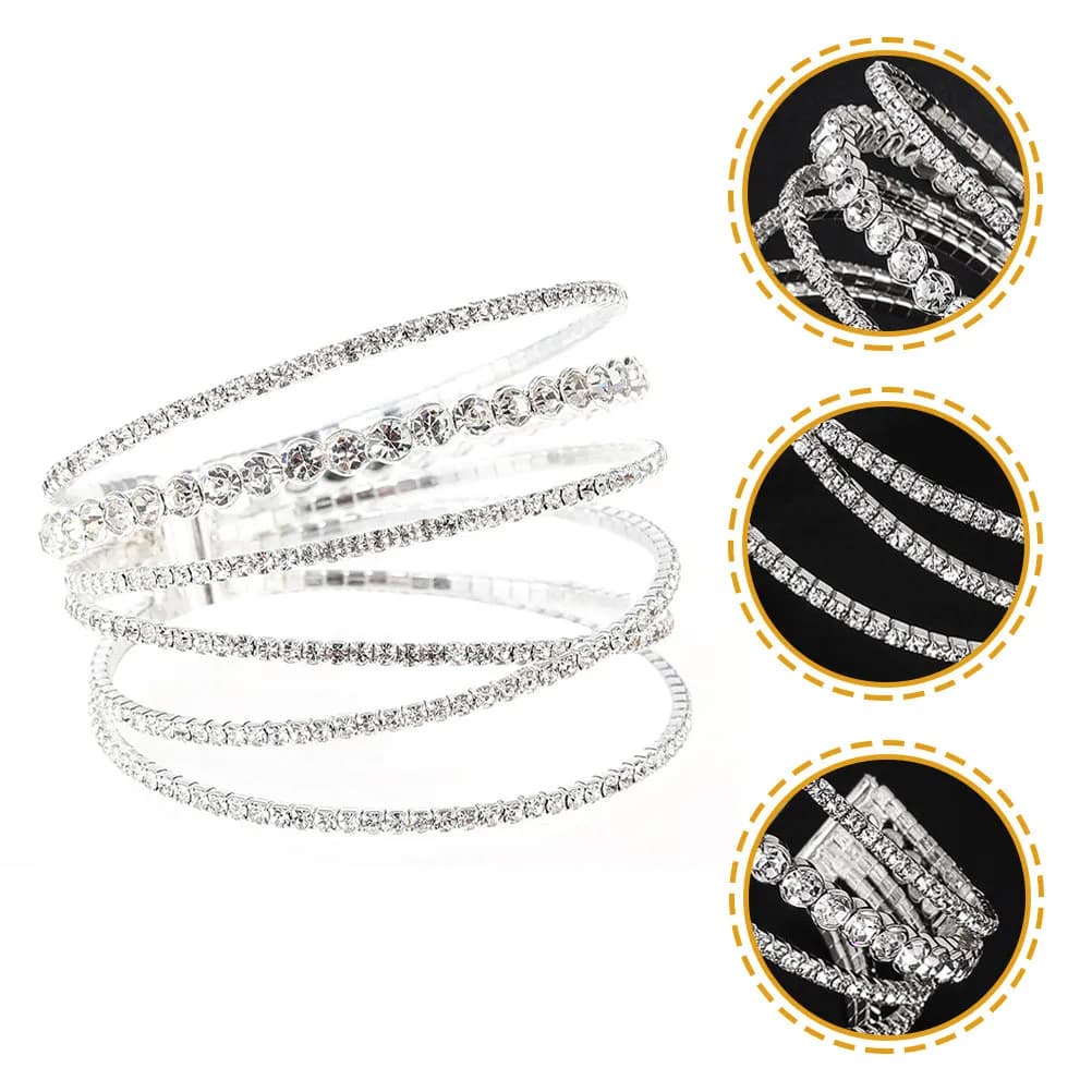 Bracciale con strass lucidi, braccialetto in cristallo, delicata catena da polso, squisito gioiello da mano per matrimonio, anniversario, ballo di fine anno, compleanno