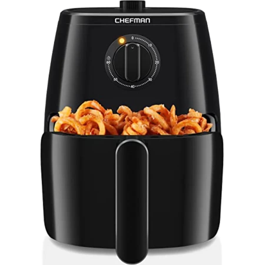 Friggitrice ad Aria da 5 Litri con Timer 60 Minuti per Cucina Sana, 80% Meno Olio, Controllo Temperatura Regolabile, Antiaderente, Lavabile in Lavastoviglie