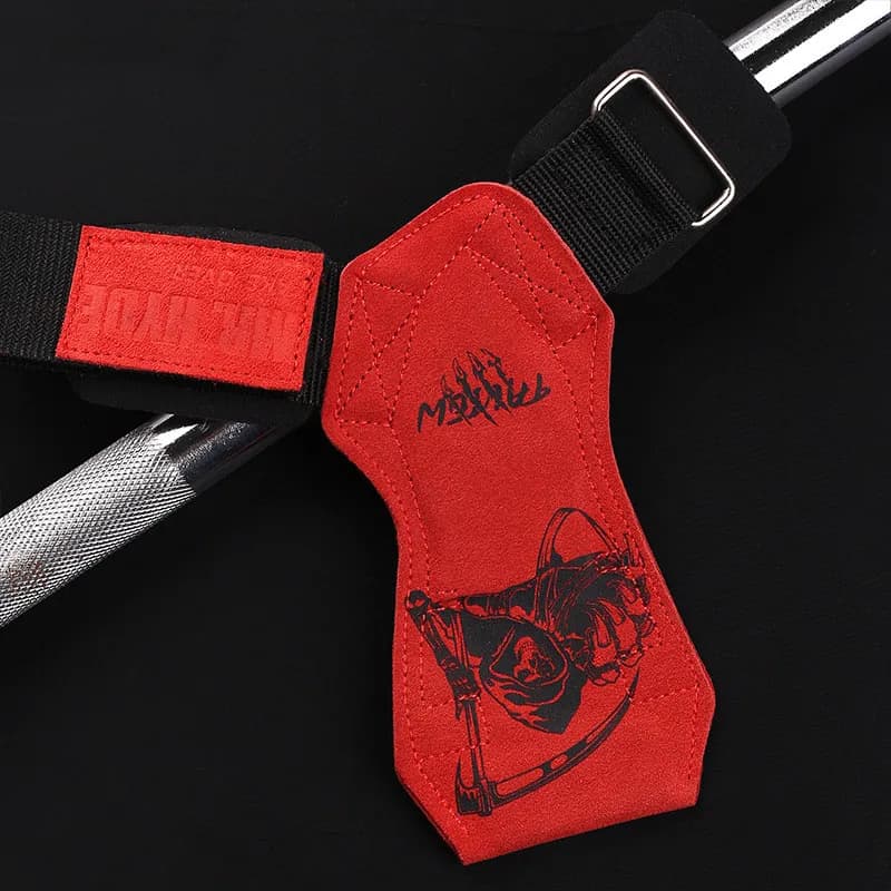 Bovine Leather Gym Gloves Death Model Non-slip Handles Weight Power Belt Lifting Bearings Stack Belt Training Fitness Gloves Crossfit