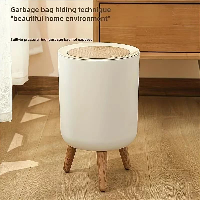 1Pc/ Light Luxury Press-Type Classification Trash Can for Bathroom Home Use, Semi-Circular Trash Bin