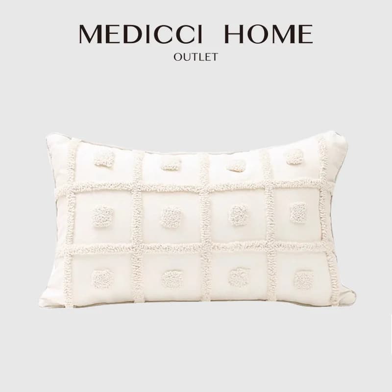 Medicci Home Fodere per cuscini strutturate in tela di cotone bianco tinta unita stile Wabi Sabi Fatte a mano Tufting Boho Fodera per cuscino lombare 30x50 cm