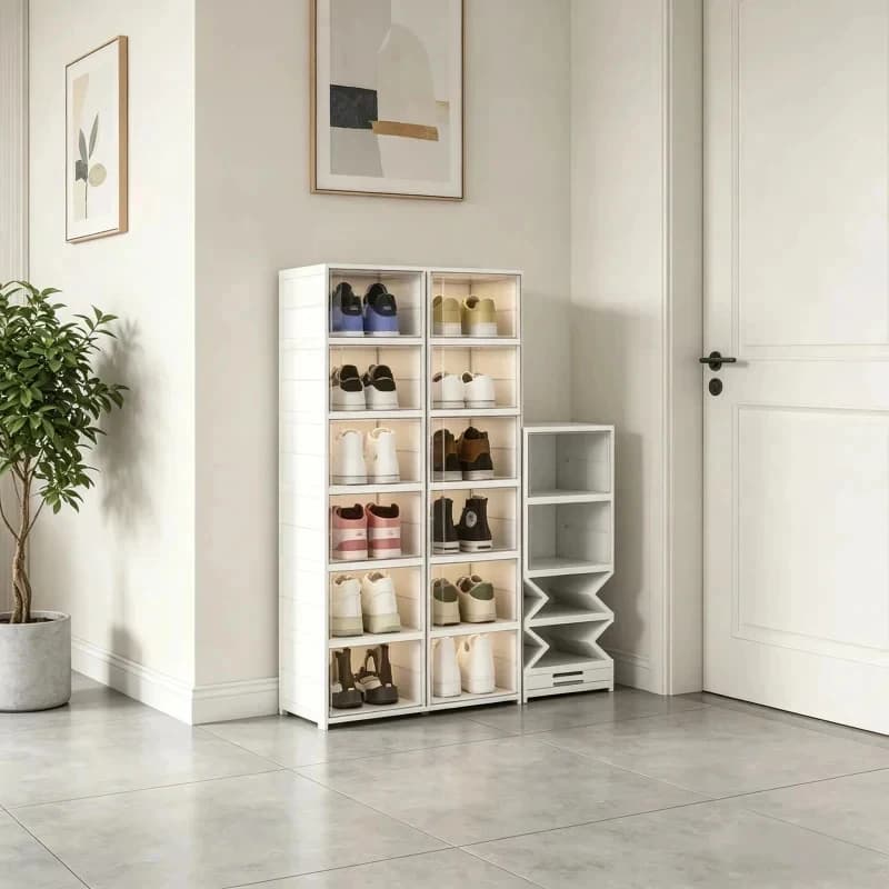 Scatole Trasparenti per Scarpe a 6 Livelli, Impilabili e Pieghevoli, Organizzatore Antipolvere per Sneaker, per Armadio e Guardaroba