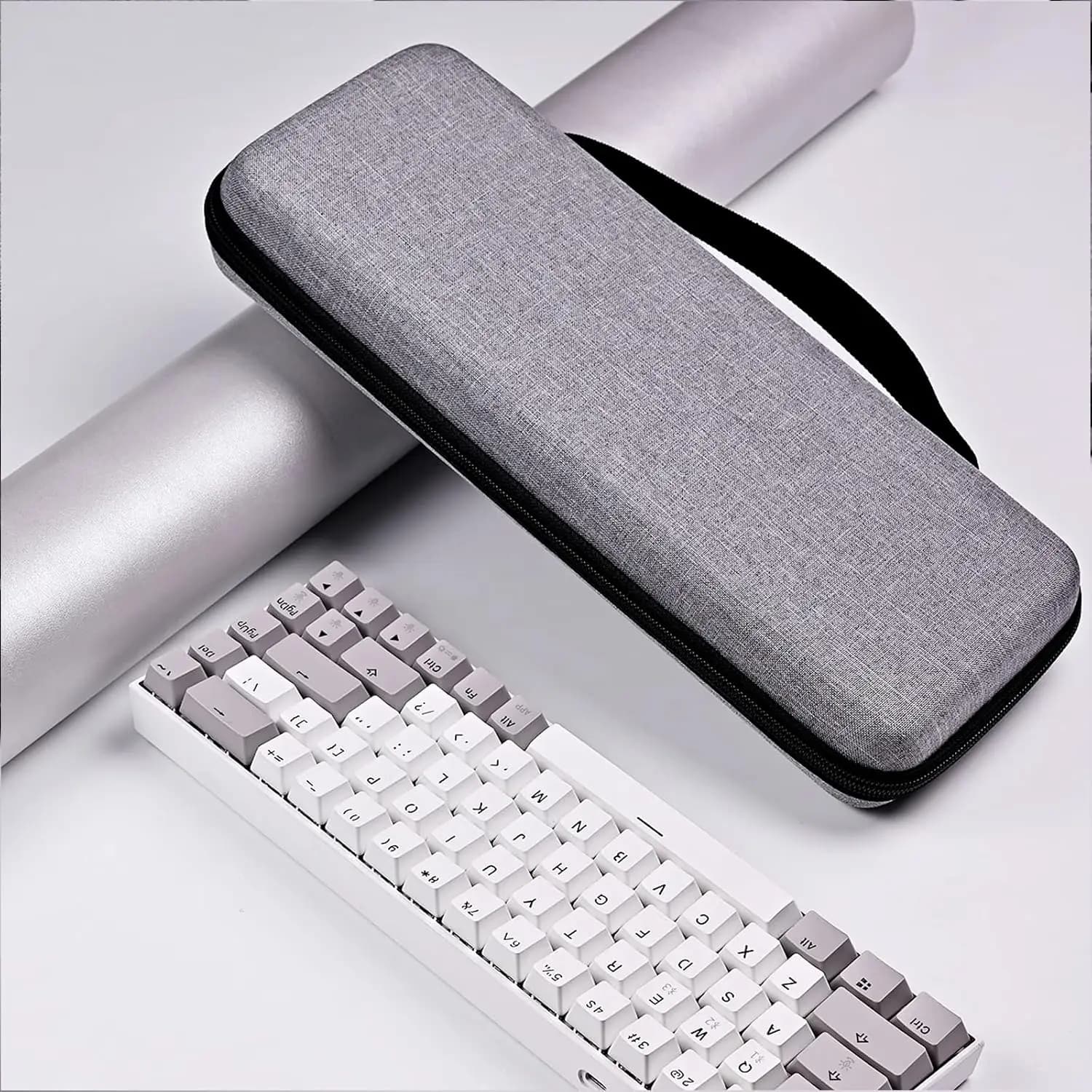 1pc EVA Mechanical Keyboard Case, Waterproof Hard Shell Bag for 61/87/104 Key Full Size, Shockproof Travel Pouch with Handle