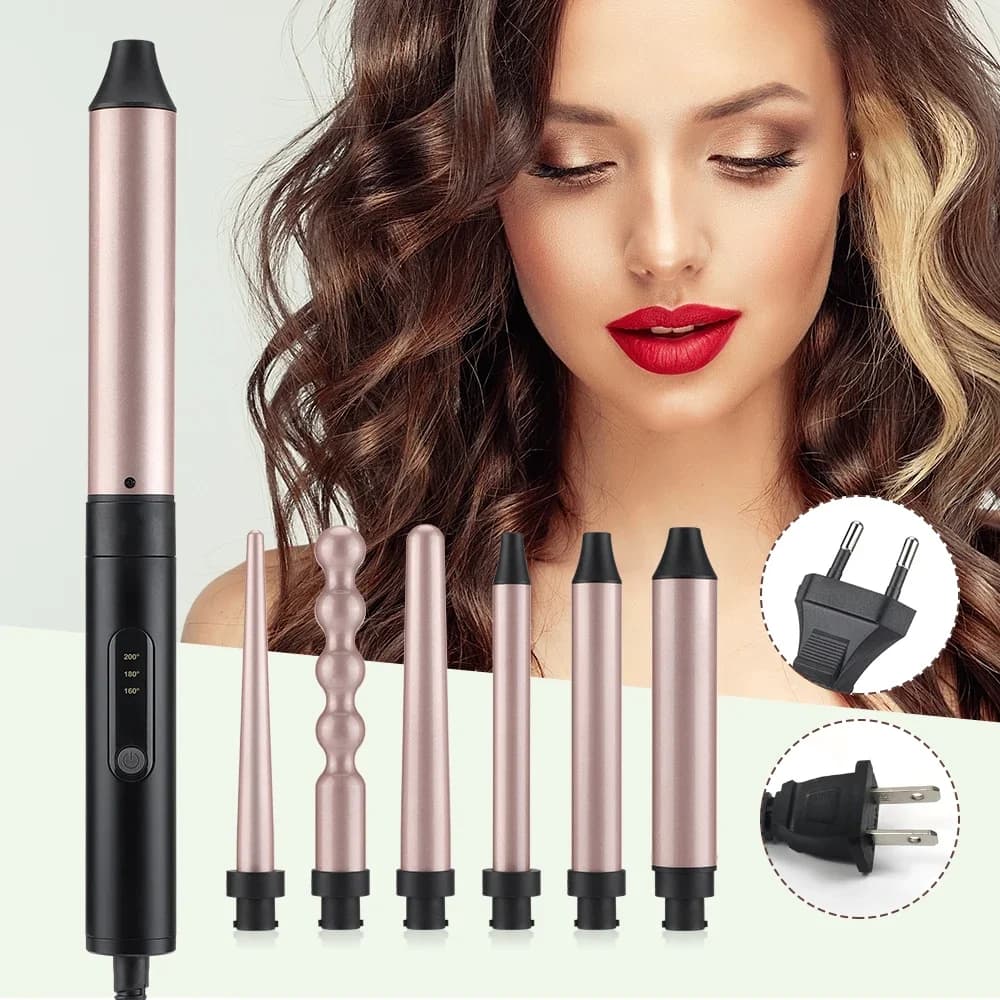 Iron hair curler 6 in 1, hair curler at automatic temperature 30 seconds for all hair types Rolls