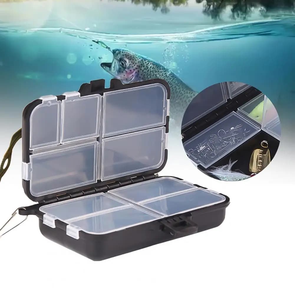 Fishing equipment boxes Organizer of baits 9 compartments Fishing baits Spoon hooks Hook for equipment Plastic case