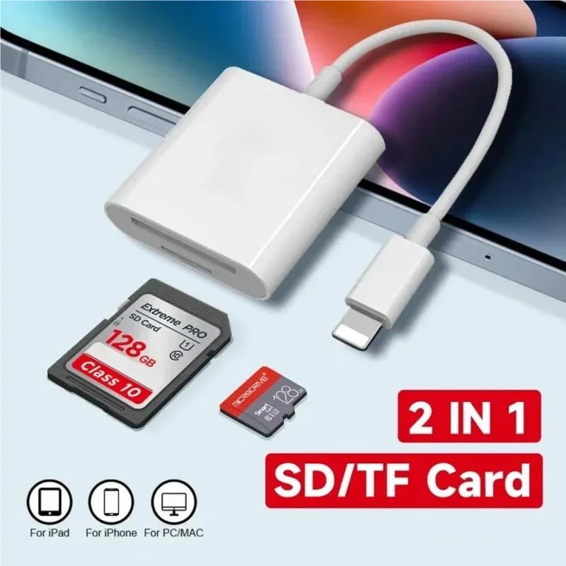 Adattatori per lettori di schede di memoria SD TF con connettore mini illuminazione per Iphone OTG