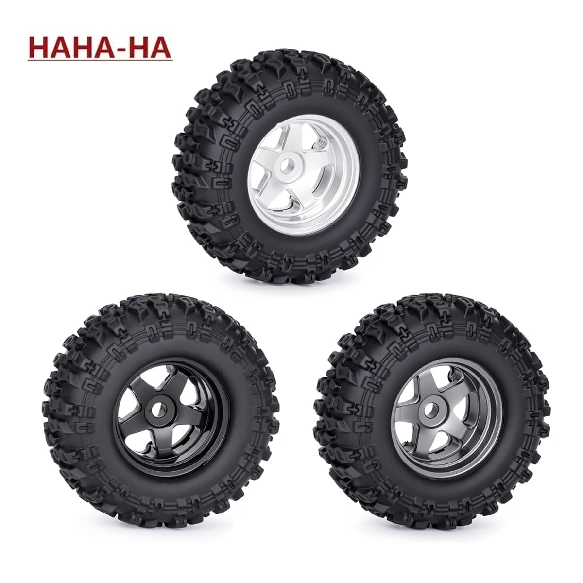 Set di Cerchi in Alluminio a 5 Razze da 0,7'' con Beadlock e Pneumatici per Auto RC Crawler 1/30 SCX30 Jeep Wrangler JLU Ford Bronco, Parti di Aggiornamento