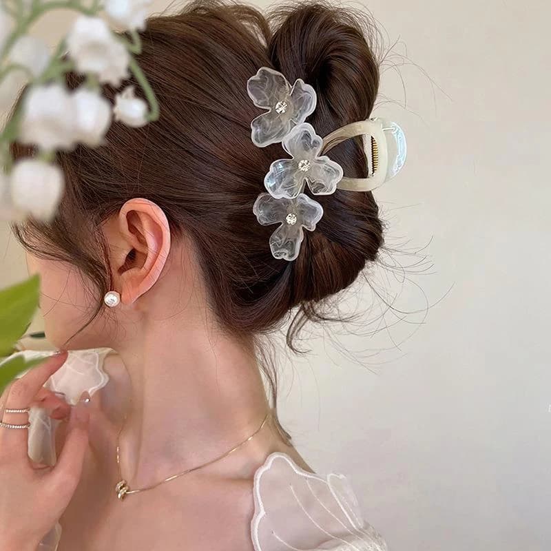 Fermaglio per capelli fiore nuova moda donna elegante fermaglio per coda di cavallo antiscivolo semplice versatile fiocco squalo clip copricapo accessori per capelli