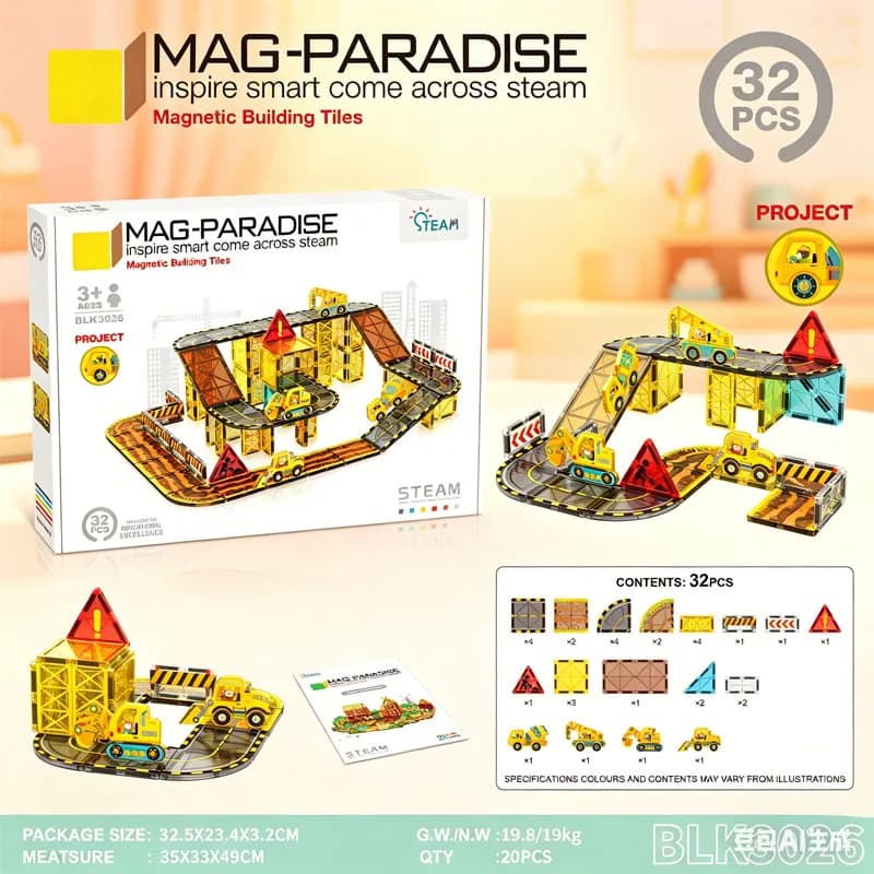 Mini Blocchi Magnetici Colorati, Gioco Puzzle per Bambini con Borsa da Viaggio Portatile