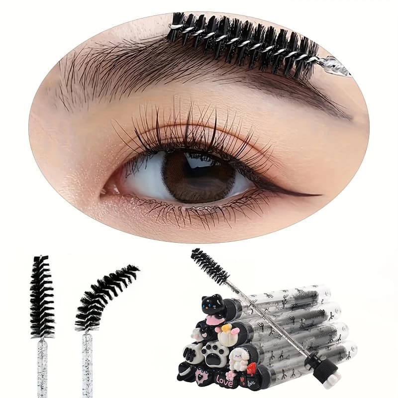 Set of 10 Women's Mascara Brushes, Mascara Brush Set with Protective Case, Makeup Brushes, Eyebrow Brush, Sweater, Casual Style