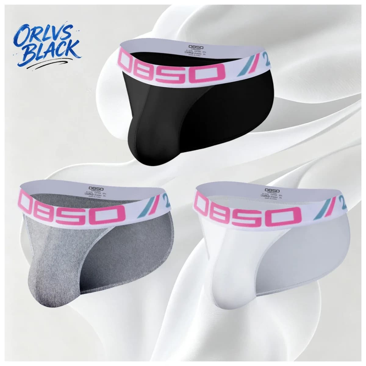 3PCS Letter Print Waistband Mens Bikini Underwear Breathable Comfort Slim Fit Daily Fashion Briefs BS3106