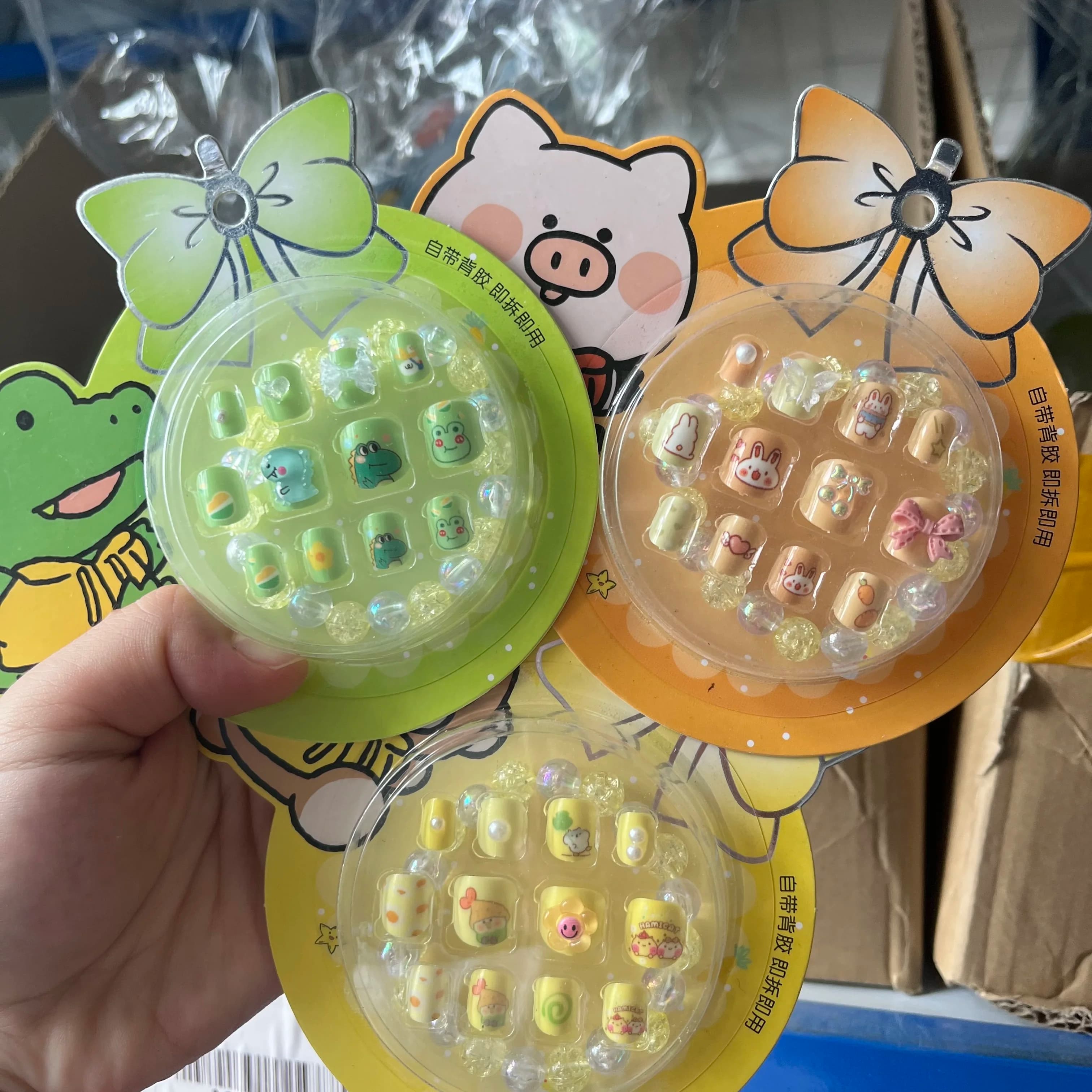 Cute Suitable For Children Applicable Girl Cartoon Detachable With Bracelet Manicure Nail Art Fake Nail Press-on Strips Patch *#