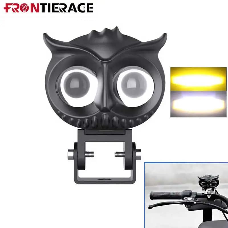 Mini lente bicolore lampada faro moto gufo fendinebbia ausiliaria faretti a Led proiettore bici Super Bright 30W 1 pz
