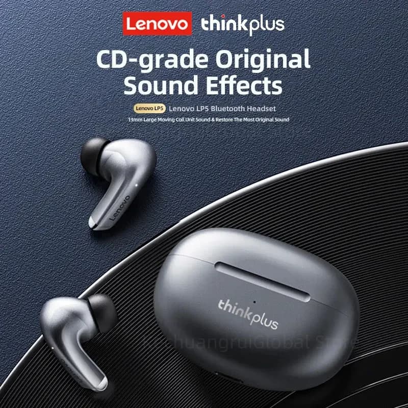 100% originale Lenovo LP5 Wireless Bluetooth 5.4 Auricolari da gioco Auricolari HiFi Cuffie sportive Impermeabile con microfono Nuovo