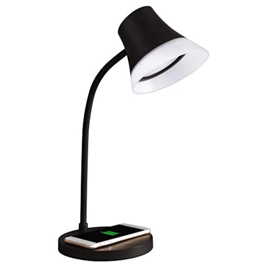Lampada da scrivania Shine LED con ricarica wireless Qi e porta di ricarica USB 2.1A Nera