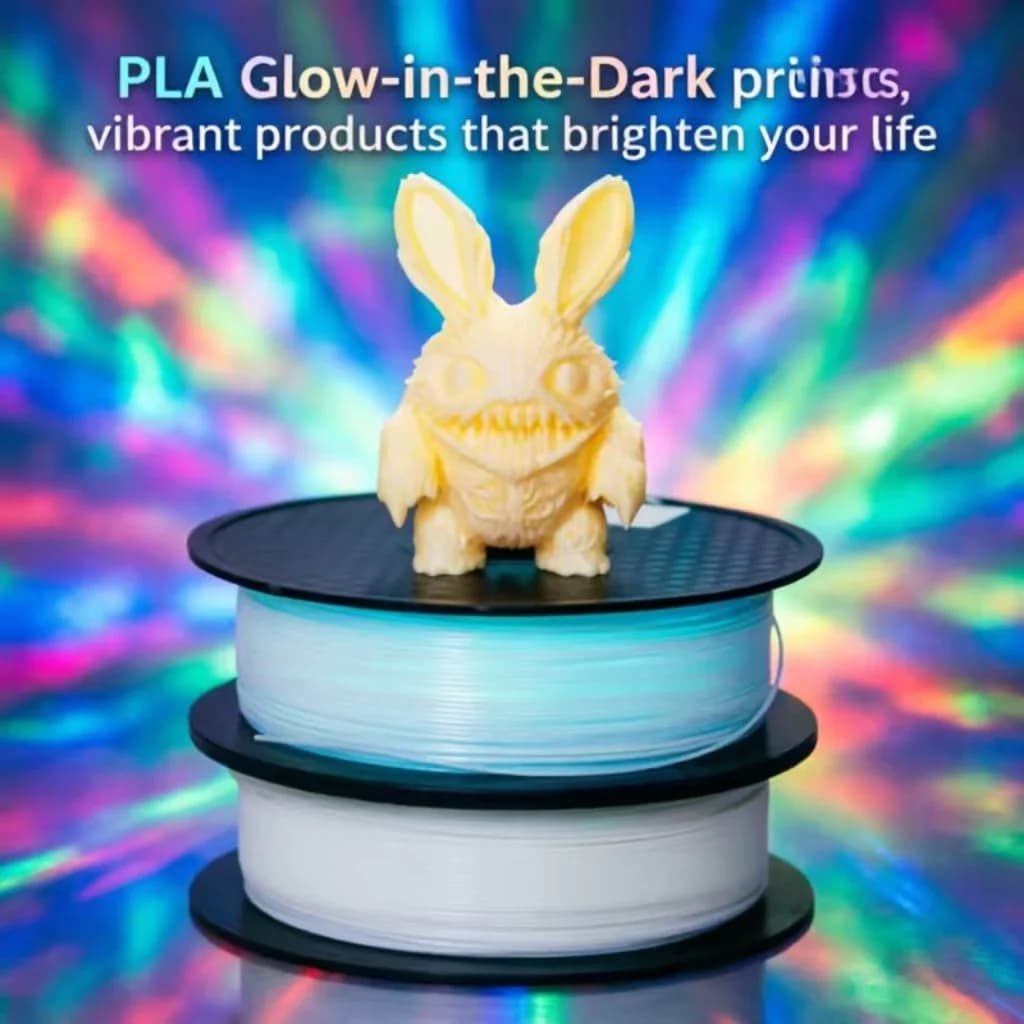 3-in-1 Glow in The Dark PLA+ Filament 1.75mm 1KG, Strong & Flexible Professional Grade No-Clog Easy to Print Luminous 3D Printer