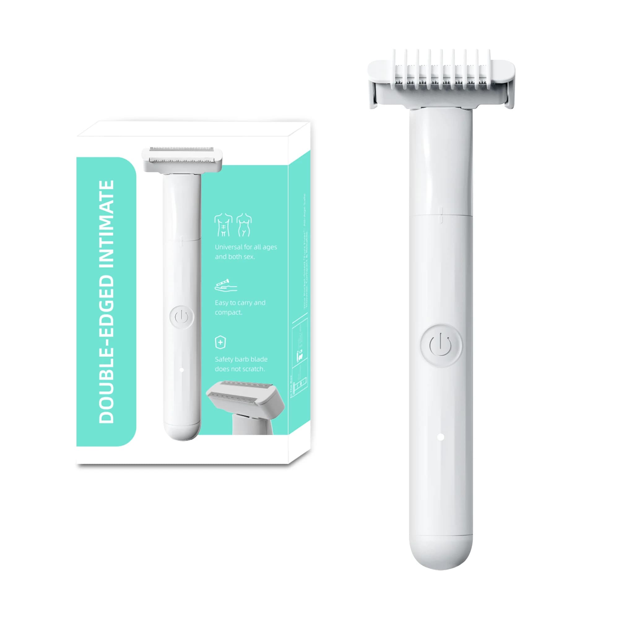 Men’s Ball Trimmer & Body Groomer, Groin & Pubic Hair Trimmer- Dual-Sided Blade Electric Razors, Waterproof Wet/Dry Groomer