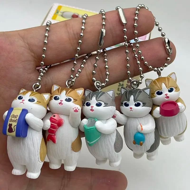 Mofusand Kawaii Cat Portachiavi Scatola cieca Simpatico anime Figura Ciondolo Giocattolo Stand Stile Action Figure con Posa alimentare Regali a sorpresa