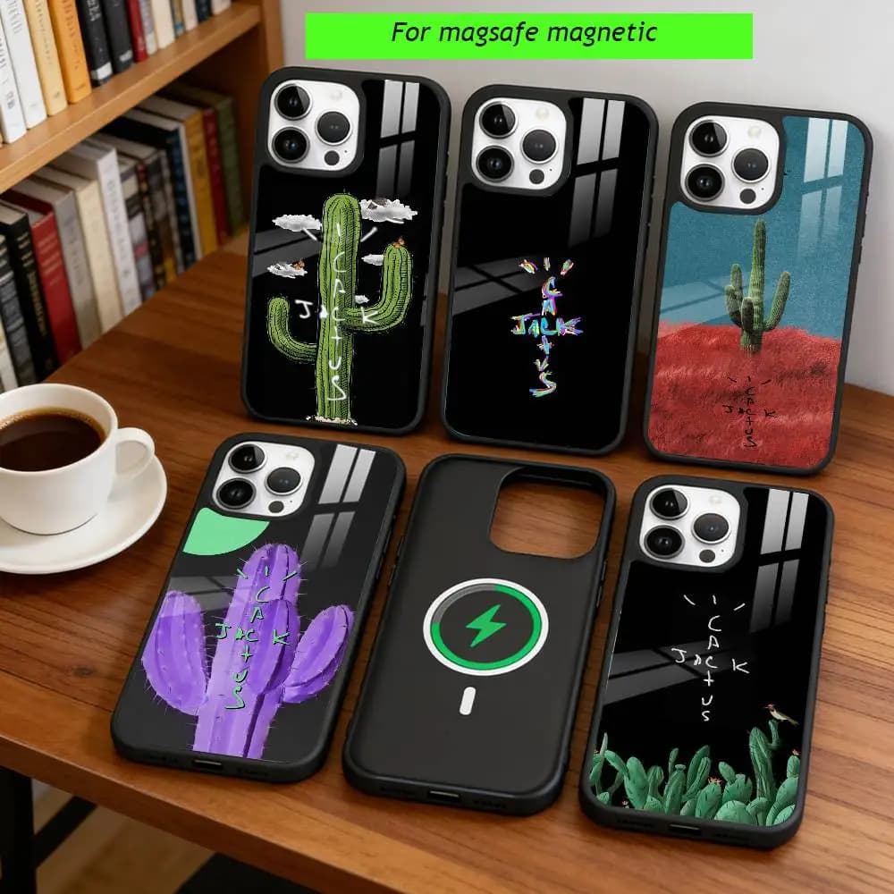 Cover per iPhone C-Cactuss J-Jack Travis Scott per iPhone 17, 16, 15, 14, 13, 12, 11 Plus, Pro, magnetica con ricarica wireless MagSafe