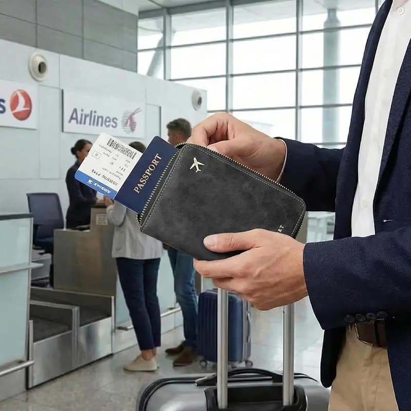 New Blocking Passport Wallet with Zipper Thickened PU Anti-Theft Travel Organizer Slim Card Holder Storage Bag Travel Essentials