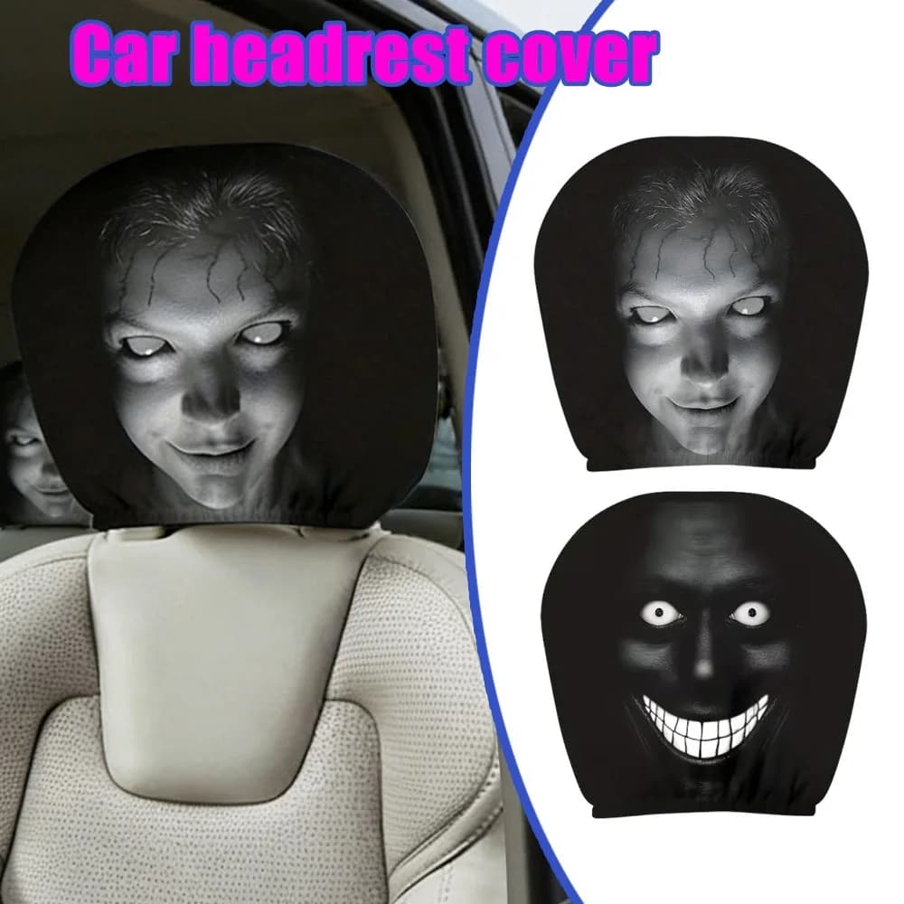 Halloween Horror Face Pattern Car Headrest Covers Universal Elastic Car Seat Headrest Covers With Dust Protection For Car Truck