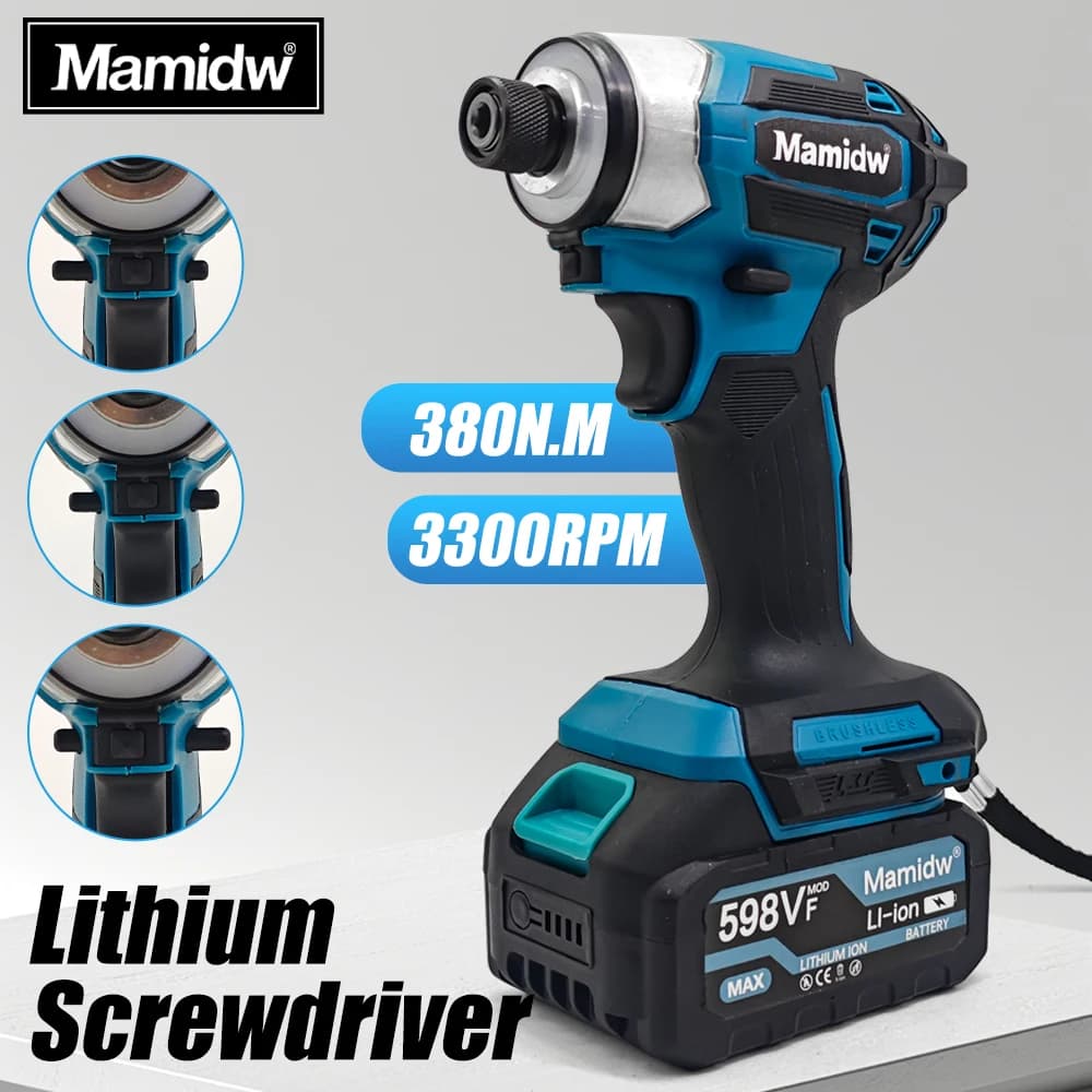 Cacciavite Elettrico Senza Fili Mamidw, 360 ° Luce ad anello senza ombra, compatta e robusta, per batteria Makita 18v PIN