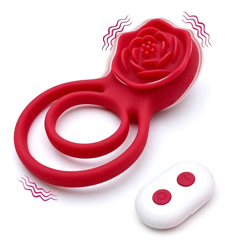 Rose Penis Ring Vibrator Female G-spot Clitoral Stimulation Male Ejaculation Delay Silicone CockRing Adult Sex Toy for Couples