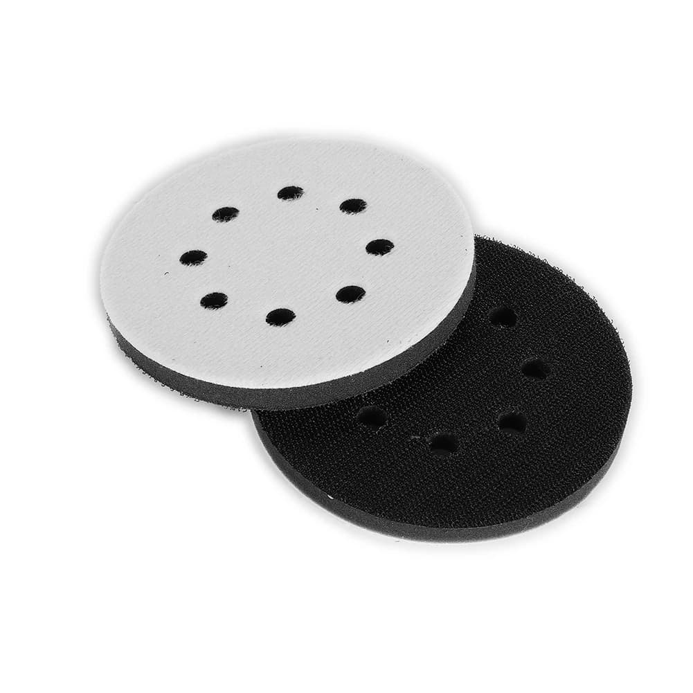2 pieces of 5 inches (125 mm) 8-hole soft sponge interface pad for abrasive discs abrasive pads with hook and ring to polish abrasives