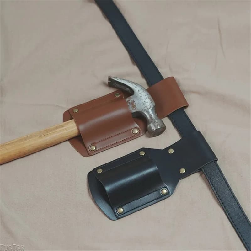 Fondina Porta Utensili in Pelle Resistente per Martello, Pinze, Ascia, Organizzatore Rinforzato con Rivetti per Chiavi, Cintura da Lavoro per Elettricisti, Carpentieri e Operai Edili