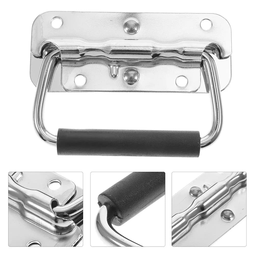 2pcs Spring Pull Handle Heavy Duty Foldable Iron Handle For Toolbox Cabinet Door Storage Box Industrial Equipment Case Metal