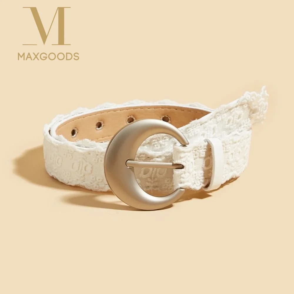 Beautiful Floral White Lace Belt Decor Accessory Leather Women's Belt Sweet Style Waist Strap for Skirts and Jeans