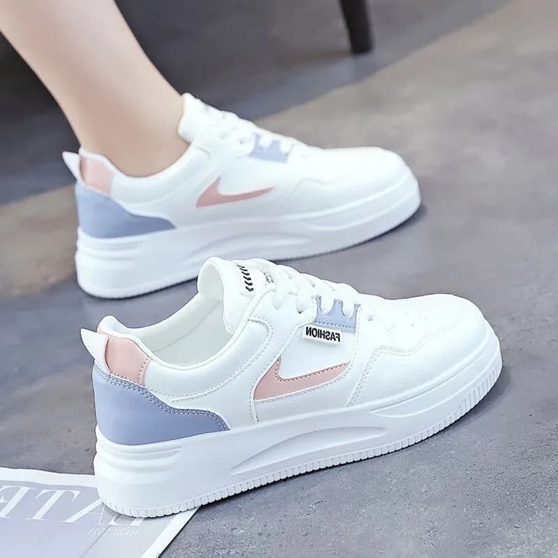 Sneakers Casual e alla moda da donna, scarpe da Skate Color Block con toppa a lettera, scarpe stringate basse 2024