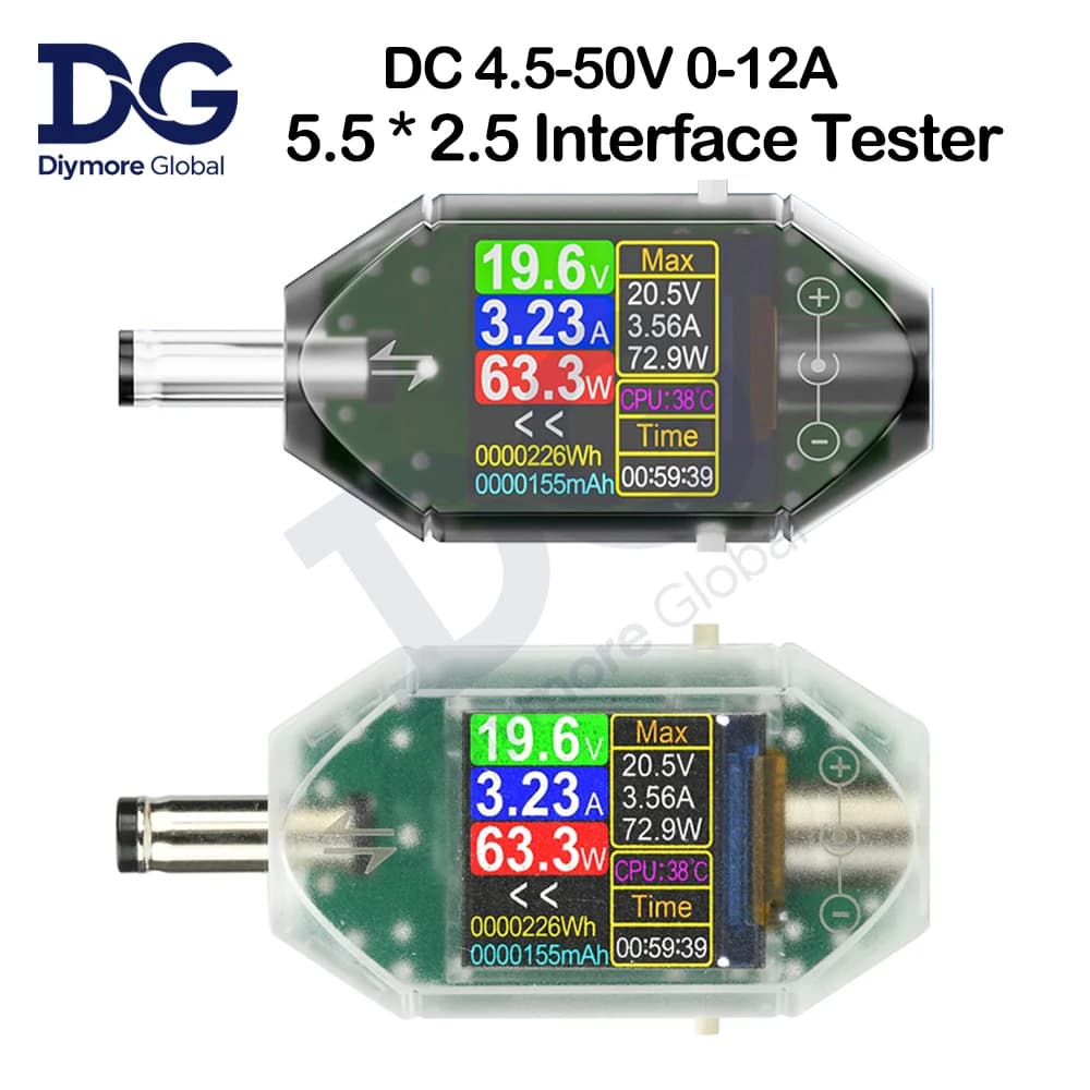 DC5.5* 2.5 DC 4.5-50V 0-12A High Precision Current Voltage Tester Digital Voltage Amperometer Power Meter DT550