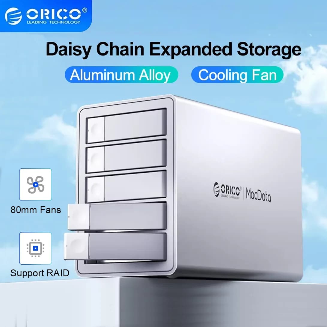ORICO Docking station per HDD RAID da 3,5 pollici 2/4/5 Bay 5Gbps USB3.0 Custodia per disco rigido esterno con ventola di raffreddamento con custodia per HDD RAID da 7