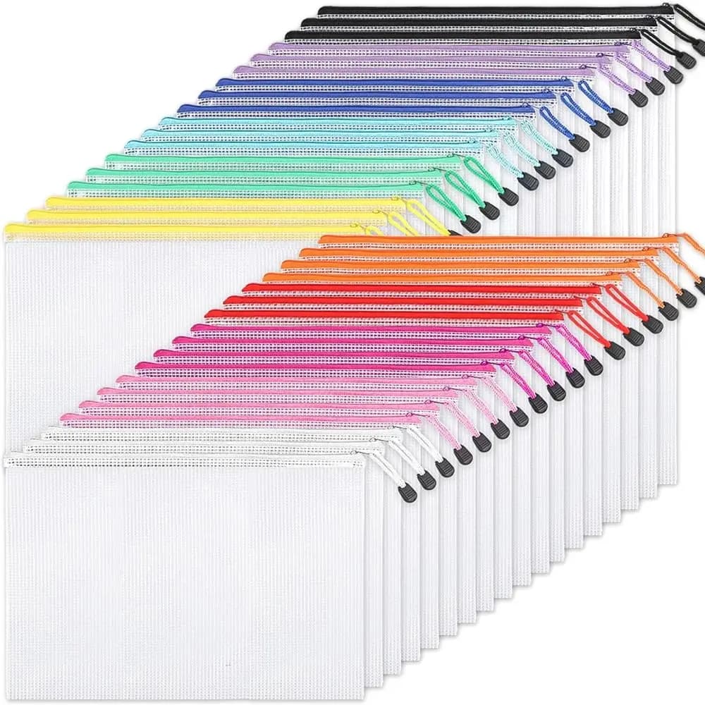 Cosmetic Makeup Bags Mesh Zipper Pouch Document Organiser Large Capacity File Folders Pouch Archive Folder Waterproof