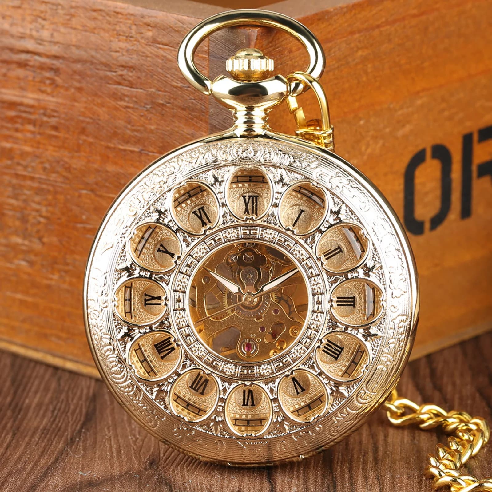 Orologio da tasca con movimento meccanico a carica manuale cavo con accessori di ricambio per catena Fob per appassionati di orologi regalo da donna e uomo