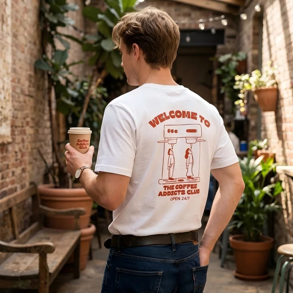 2026 Coffee Addicts Club Graphic T-Shirt Men Women Oversized Retro Streetwear Barista Tee Unisex Hippie Style Funny Tees