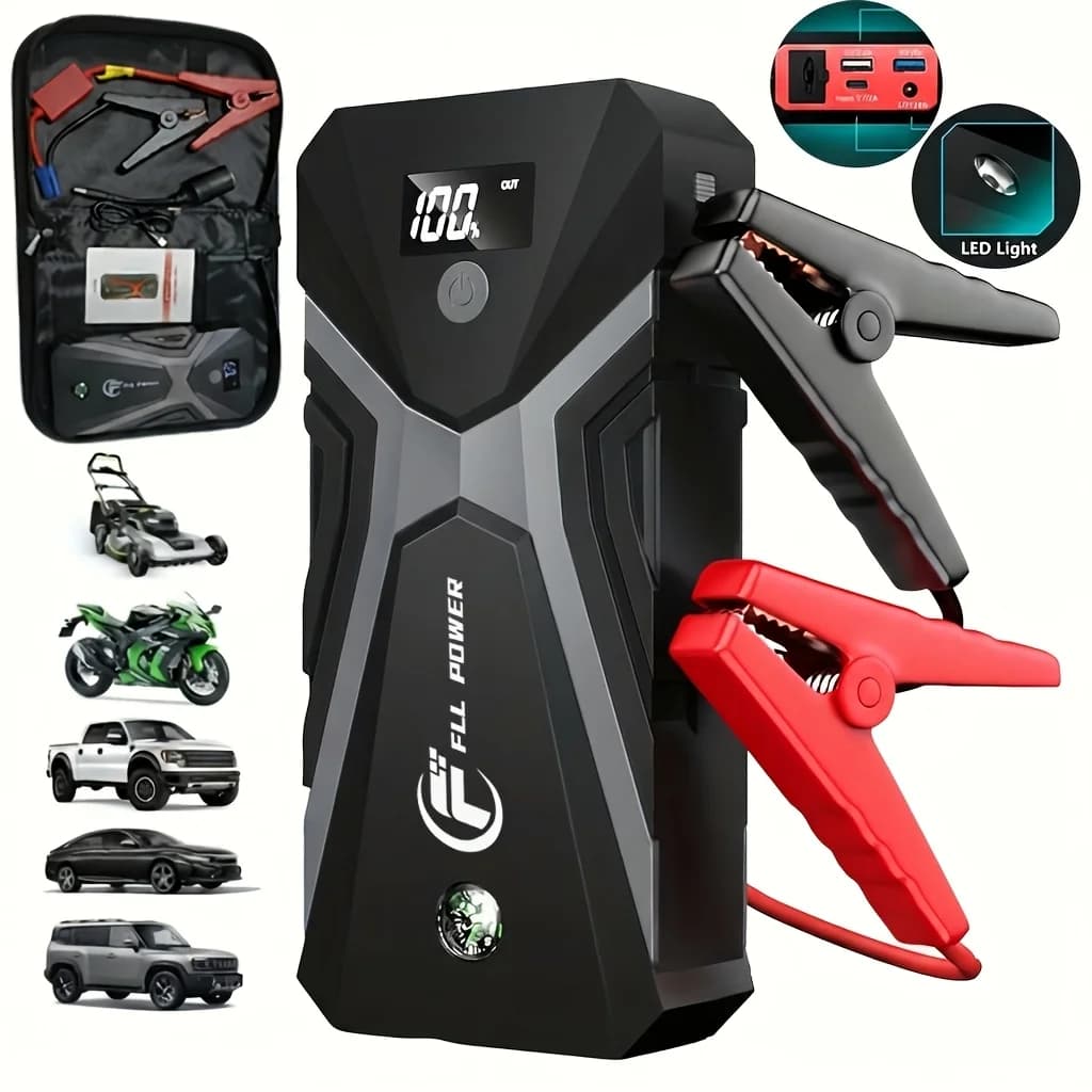 Avviatore di Emergenza Portatile 12V 3000A - Avviatori di Emergenza con Ricarica Rapida USB, Luce LED, per Veicoli con Motori a Benzina fino a 2.11 gal o Diesel fino a 1.59 gal, Doppia Porta USB e DC, Schermo Digitale, con Adattatore DC 12V