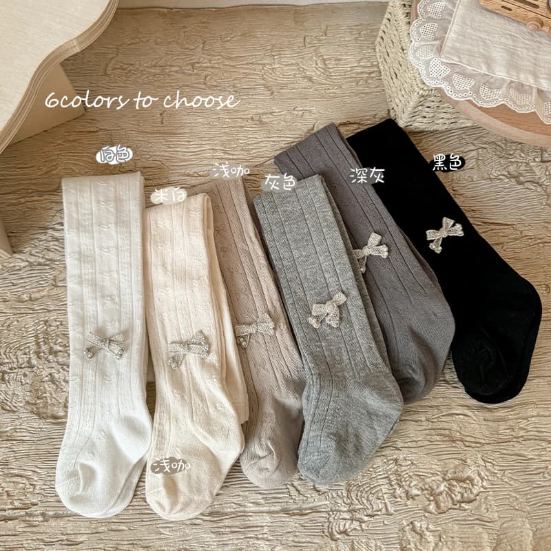 Leggings per Bambine con Fiocco Argentato e Perle, Morbidi ed Elastici, Ideali per l'Uso Quotidiano