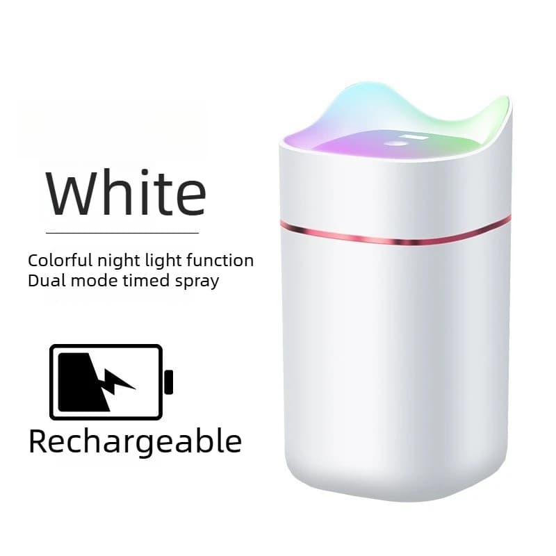 Umidificatore Wireless Ricaricabile USB, Atomizzatore Portatile con Diffusore di Aromi e Luce Notturna, per Casa, Auto e Ufficio