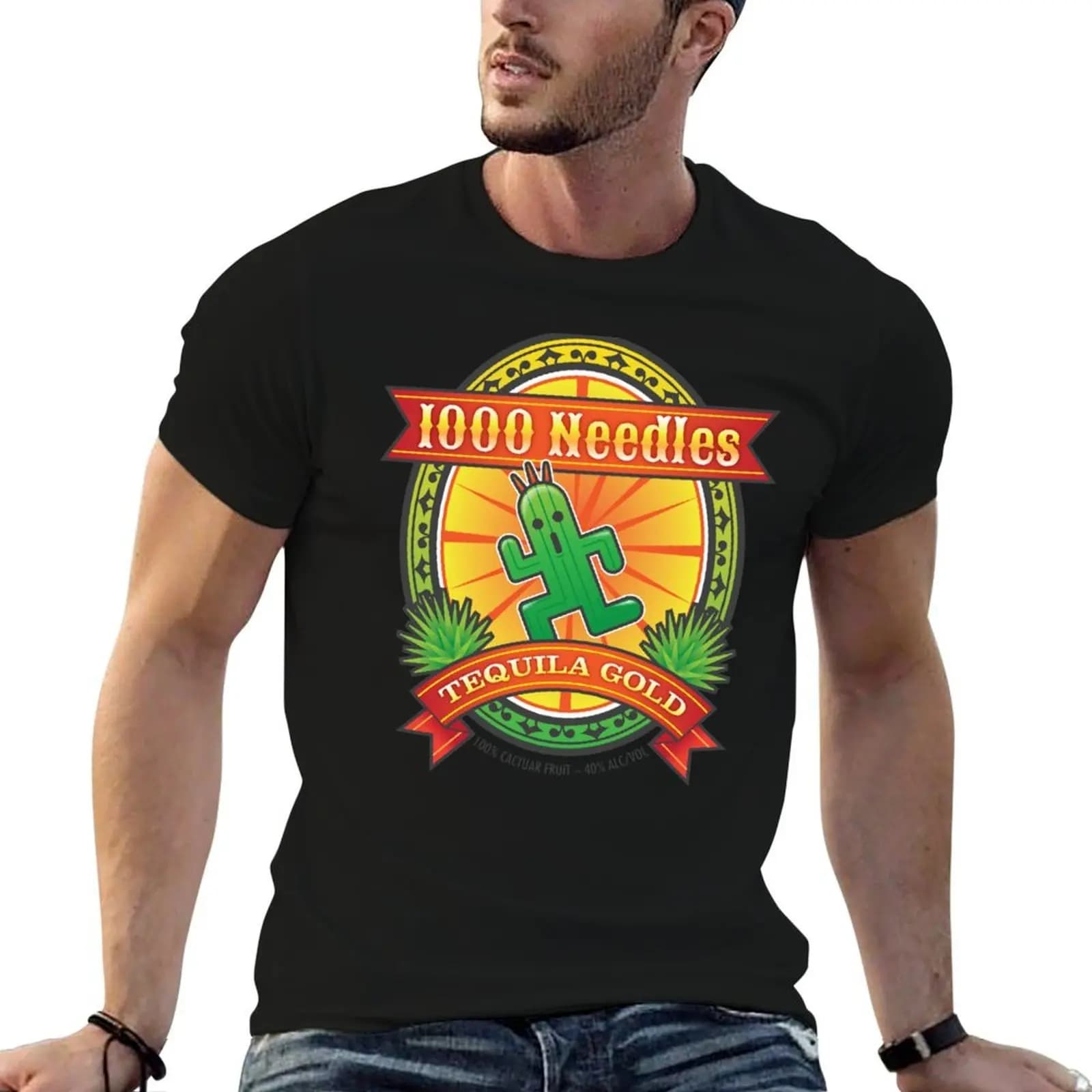 Maglietta da uomo 1,000 Needles Tequila, t-shirt di lusso da uomo, t-shirt con stampa grafica personalizzata