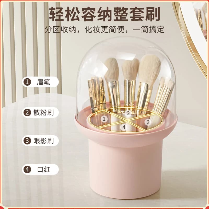 Sturdy Anti-Slip Base Cosmetic Sorting Rack Dust Cover Prevent Dust Accumulation Multi-Functional Pen Makeup Brush Lipstick Desk